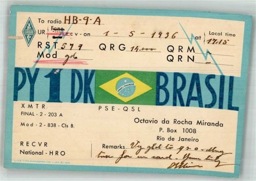 Rio de Janeiro 1936 Amateurfunk QSL-Karte