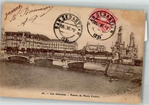 San Sebastian 1907 Puente de Mara Cristina Marke bildseitig