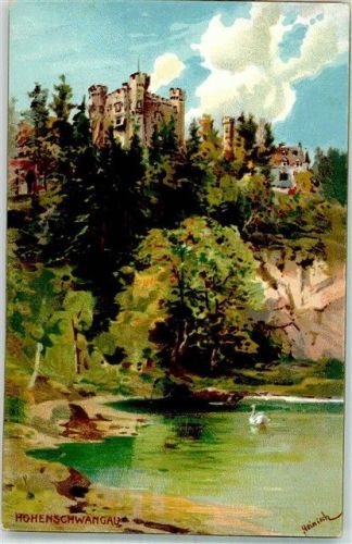 Hohenschwangau Schloss sign. Heinisch Künstlerkarte
