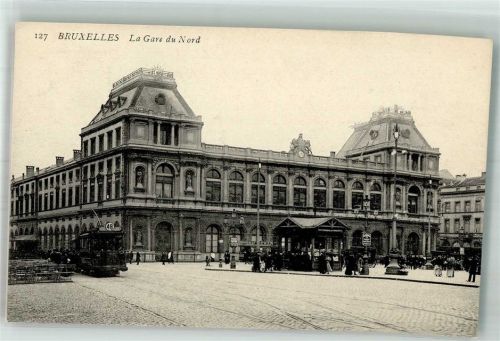 Brüssel 1908 Nord- Bahnhof Straßenbahn