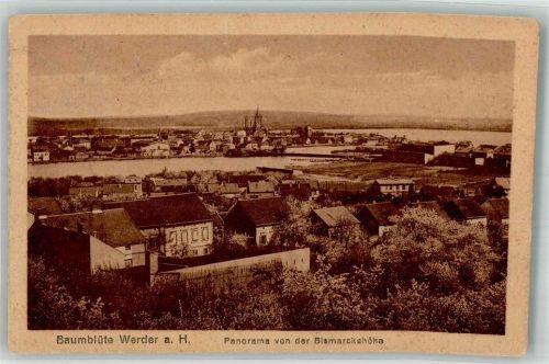 Werder 1921 Von der Bismarckhöhe Baumblüte Kirche