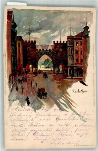 München 1900 Karlstor Künstlerkarte