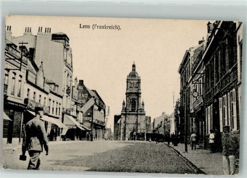 Lens 1918 Feldpost WK I Straße Geschäft Kirche
