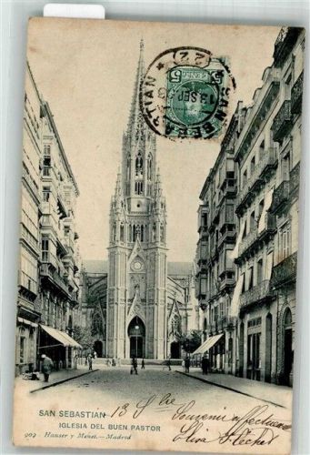 San Sebastian 1903 Kirche Iglesia del Buen Pastar Marke bildseitig Hauser y Menet