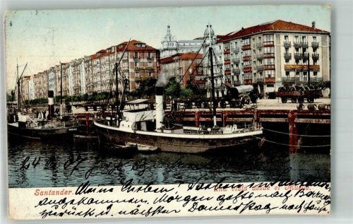 Santander 1907 Hafen Photochromiekarte