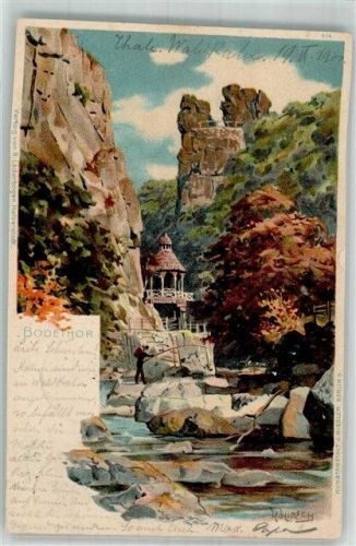 Thale 1900 Lithographie Bodetor sign. Heinisch Künstlerkarte