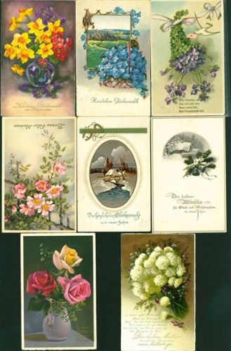 Glückwünsche gemischt Lot mit 8 AK, ca. 1915-1945; überwiegend gute Erhaltung, teils gelaufen