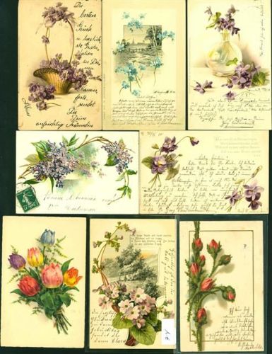 Blumen Lot mit 55 AK, ca. 1900-1920; überwiegend gute Erhaltung, ca. Hälfte gelaufen