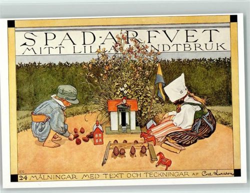 Schwedische Kinder spielen mit Holpferden Gemälde Carl Larsson