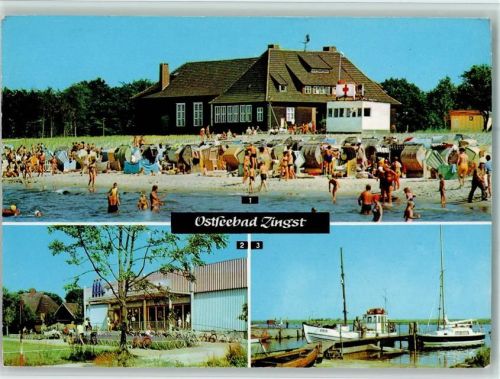 Zingst an der Gaststätte Kurhaus HO-Kaufhalle Am Hafen 3-Bildaufnahme