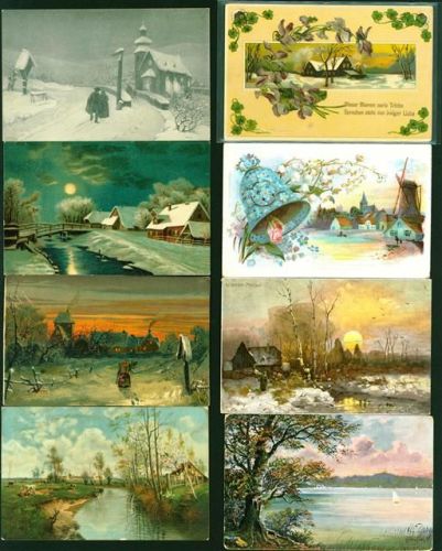 Landschaften auf Künstlerkarten Lot mit 25 AK, ca. 1905-1960; überwiegend gute Erhaltung, teils gelaufen