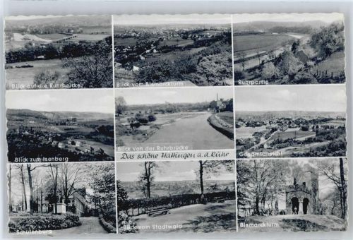 Hattingen Fluss Turm Stadtwald Bank Brücke Gesamtansicht