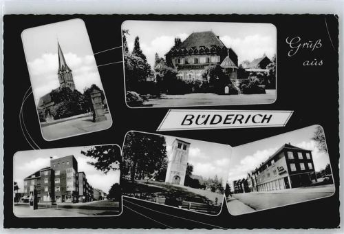 Büderich Kirche Haus Baum Bank