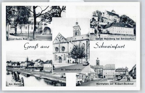 Schweinfurt Ernst-Sachs-Bad, Schloß Mainberg, Marktplatz, Denkmal, Kirche