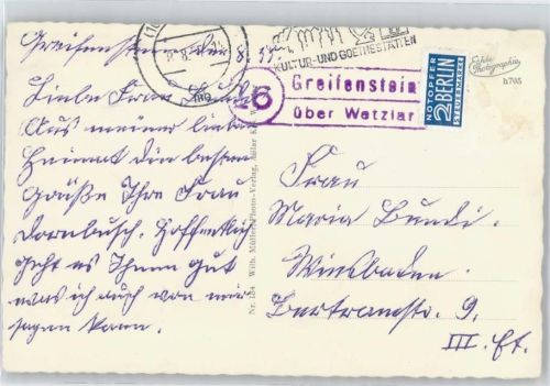 35753 W6349 Greifenstein , Hess - Landpoststempel , Marke entfernt