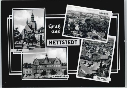 Hettstedt Marktplatz. Stadtpark, Rathaus, Kirche