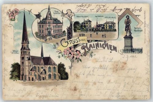Hainichen Kirche, Gellert-Denkmal, Postamt, Hotel Haubold, Villa Kirbach