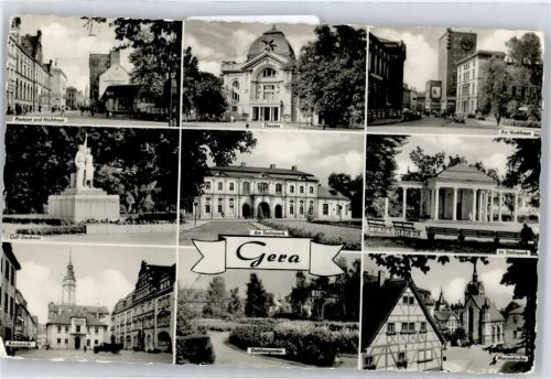 Gera Postamt, Hochhaus, Theater, Im Stalinpark, Kirche, Dahliengarten, Kornmarkt, Denkmal