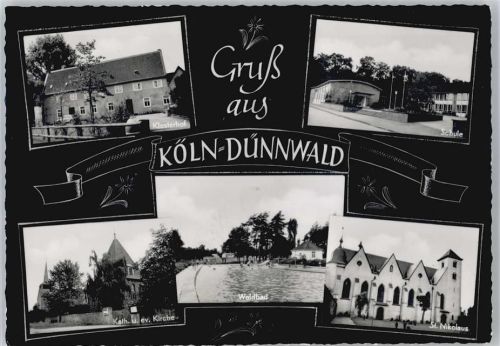 Köln Dünnwald 907 Kirche, Waldbad, Schule