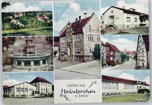 Neunkirchen Rathaus, Schule, Brunnen, Raiffeisenkasse, Fabrikgebäude
