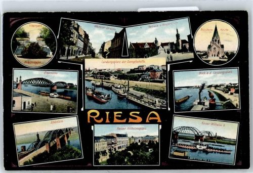 Riesa Rathaus, Kirche, Landungsplatz, Schiff, Brücke, Kaiser-Wilhelmsplatz, Albertpark Freitreppe