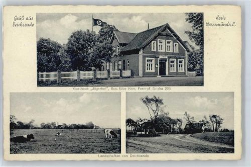27637 W2859 Deichsende , Kr Wesermünde - WK II, Gasthaus Jägerhof