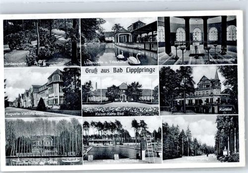 Bad Lippspringe Jordanquelle, Auguste-Viktoria-Stift, Fischerhütte, Freibad, Kaiser-Karls-Bad, Kursaal