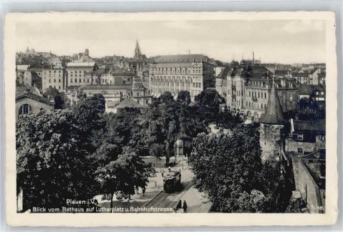 Plauen Blick vom Rathaus auf Lutherplatz, Bahnhofstraße