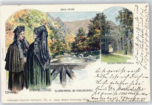 Bad Blankenburg Kirch-Felsen, Kircheruine Paulinzella, Tracht