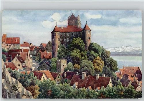 88709 W7758 Meersburg , Bodensee Künstlerkarte sign Marschal Schloß