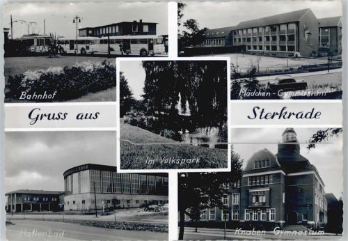 Sterkrade Bahnhof, Mädchen-Gymnasium, Hallenbad, Knaben-Gymnasium, Volkspark