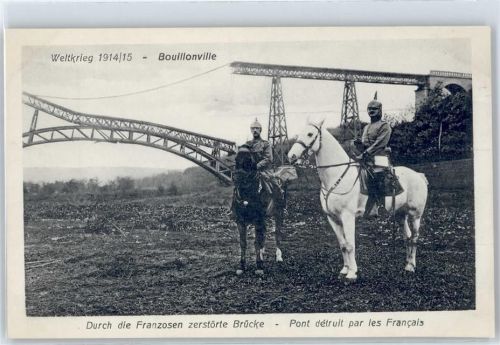 Bouillonville durch Franzosen zerstörte Brück 1914/15, Pferd