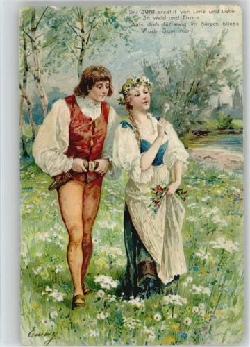 1904 Juni Litho Künstler sign Emmy Poesie