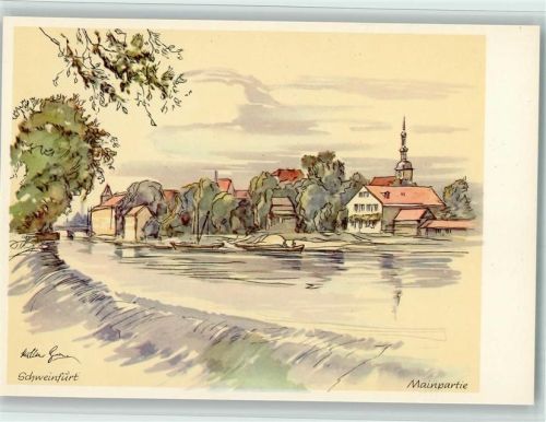 Schweinfurt Mainpartie sign. Willy Müller