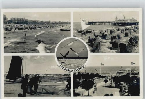 17375 O2111 Ahlbeck - Strand Seebrücke Möwen