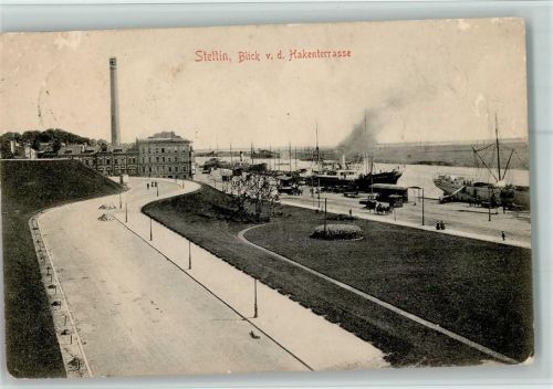 Stettin Blick von der Hakenterrasse Dampfer Verlag Stengel Nr.23787