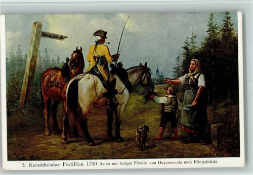 12 farbige Bilder - Nr. 3 Sächs. Postillion 1790 zu Pferde