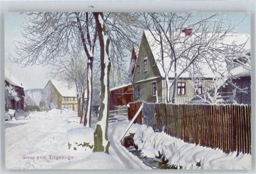 Kurort Oberwiesenthal im Winter , Dorfpartie