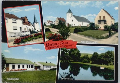 66625 W6697 Bosen - Evangel. Kirche Kath. Kirche Waldweiher Kindergarten