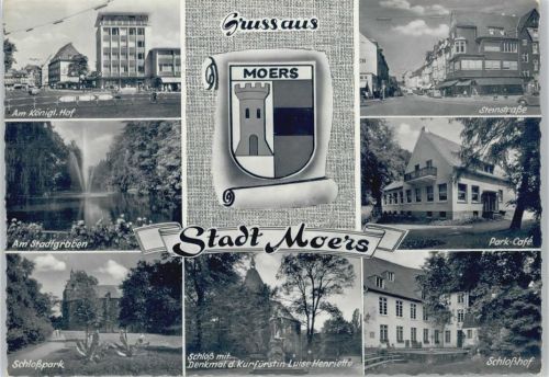 Moers Stadtgraben Schloßpark Schloß Denkmal d. Kurfürstin Luise Henriette Steinstraße Park-Cafe Schloßhof
