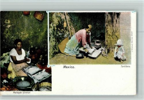1905 Volkstypen - Moliendo nixtampal, Tortillera - Frauen beim Kochen , good condition