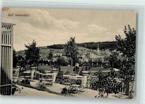 Bad Salzschlirf Terrasse Teilansicht mit Kirche