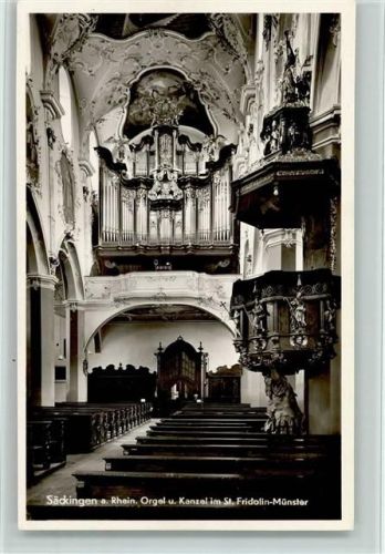 Bad Säckingen St. Fridolin-Münster Innenaufnahme Orgel und Kanzel