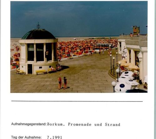 Borkum Promenade und Strand Foto montiert auf Karton