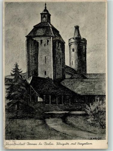 Bernau Königstor Hungerturm sign. A.Heyde