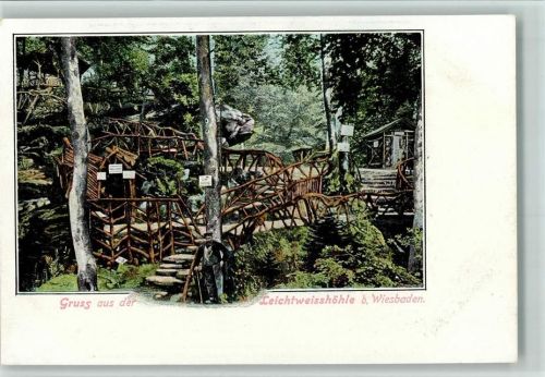 Wiesbaden 1900 Leichtweisshöhle - Wächter am Eingang AK