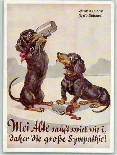 Lengauer Nr. 2112 AK Dackel trinken Bier