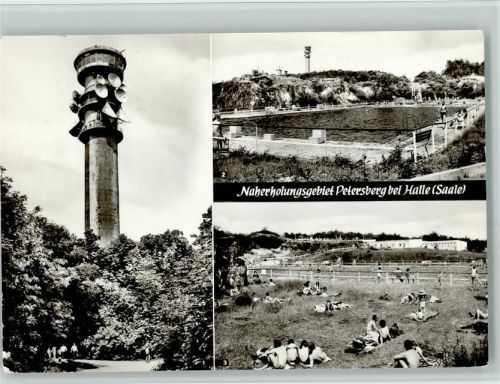 06193 O4101 Petersberg b Halle, Saale - Richtfunkturm der deutschen Post Bergbad am Bergbad