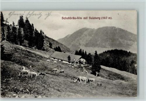 Schuhbräu-Alm mit Sulzberg Kühe Hüttenstempel