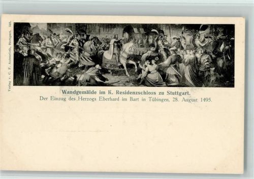Stuttgart Wandgemälde im K. Residenzschloss Der Einzug des Herzoges Eberhard im Bart im Tübingen 1495